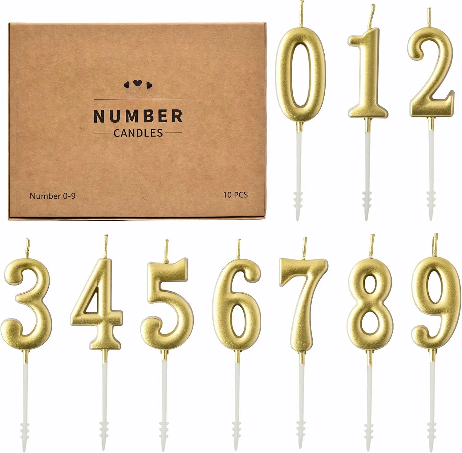 10-Pieces  Numeral Birthday Candles,  Numeral Candles Number 0-9 Glitter  Topper Decoration for Birthday,Wedding Anniversary,Party Celebration