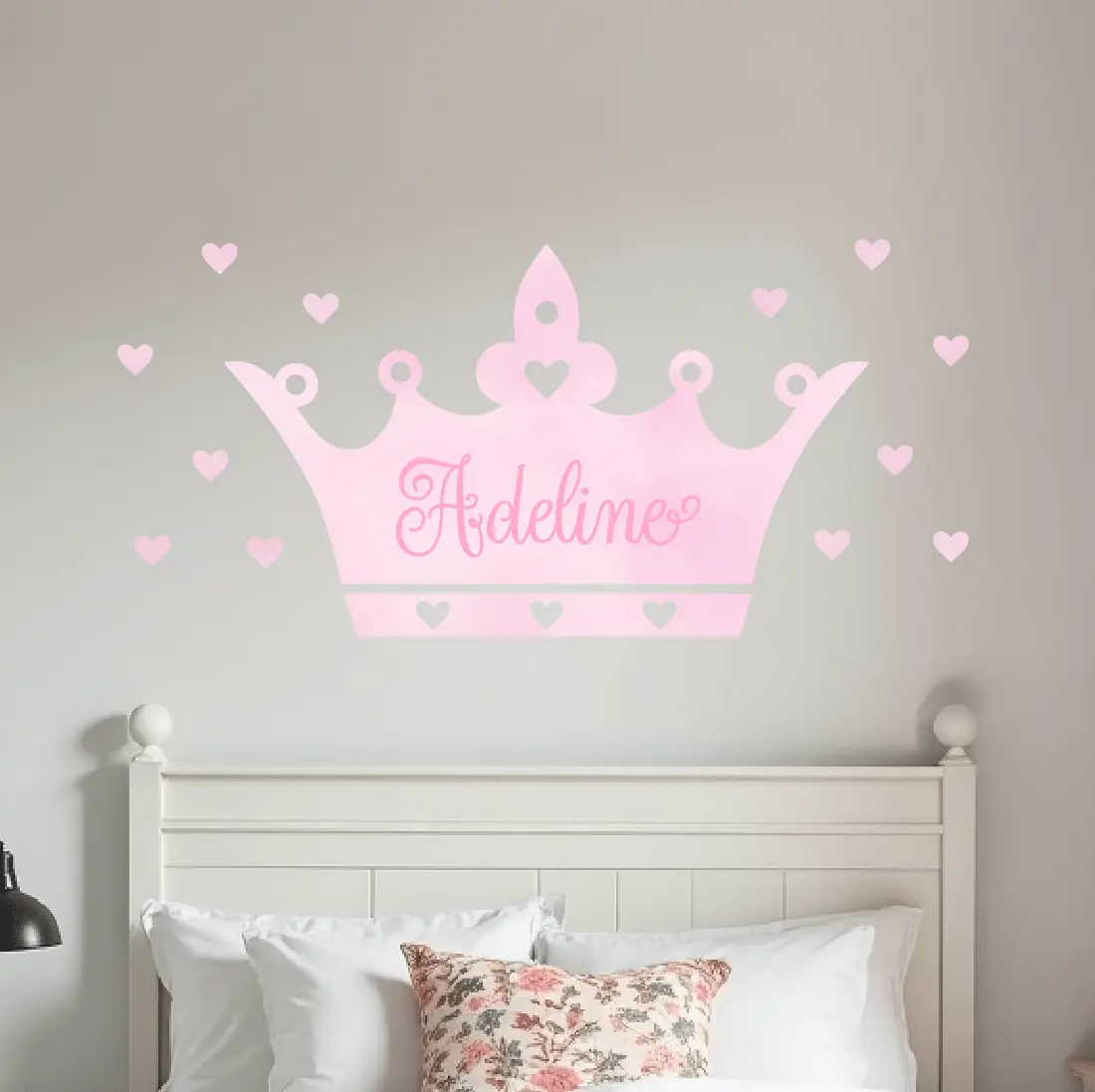 Tiara Crown and Hearts Wall Decal | Custom Name