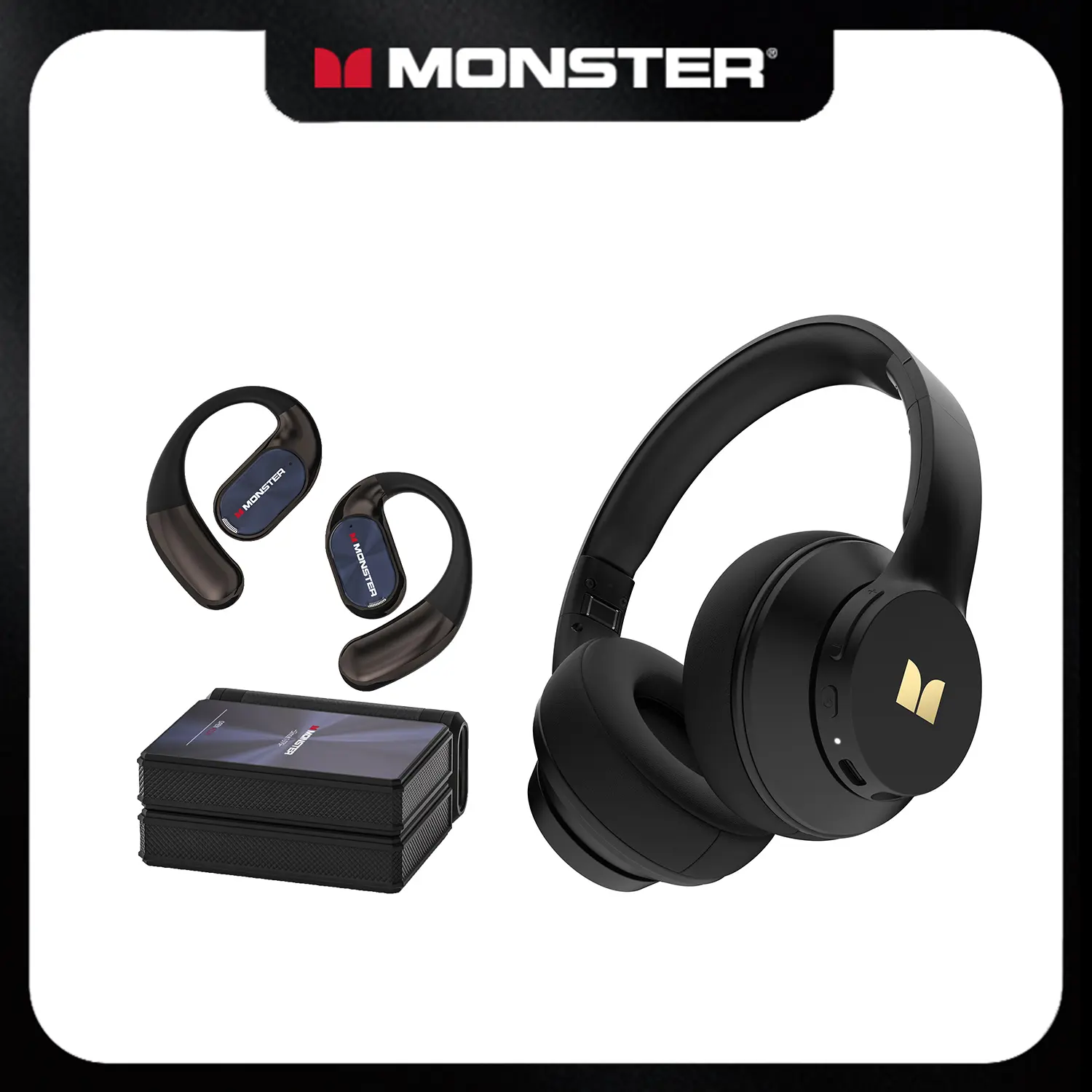 Monster Bluetooth Headphones Combo Set –  Over-Ear Wireless Headphones with Deep Bass, Clear Sound & Noise Cancelling Mic + Wireless Earbuds 100H Playtime, Bluetooth 6.0,Waterproof, Foldable, Ideal for Travel, Work & Sports - TikTokShopBackToSchool