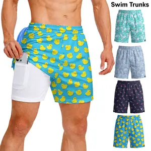 Men’s 7" Swim Trunks 2-in-1 with Compression Liner, Pockets, Drawstring, Stretch Quick-Dry – Gym, Running, Swimming, Hiking, Beach & Pool
