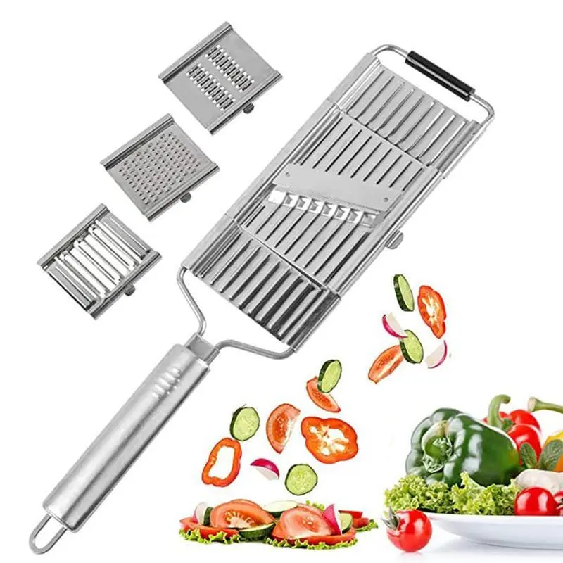 Stainless Steel 4 in 1 Multi-Purpose Vegetable Slicer,with 4 Adjustable Blades for Various Vegetables，An excellent gift choice for Christmas and New Year.