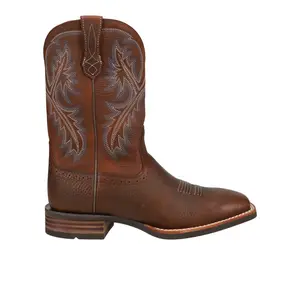 Ariat Mens Quickdraw Embroidered Square Toe Pull On  Casual Boots Mid Calf - Brown