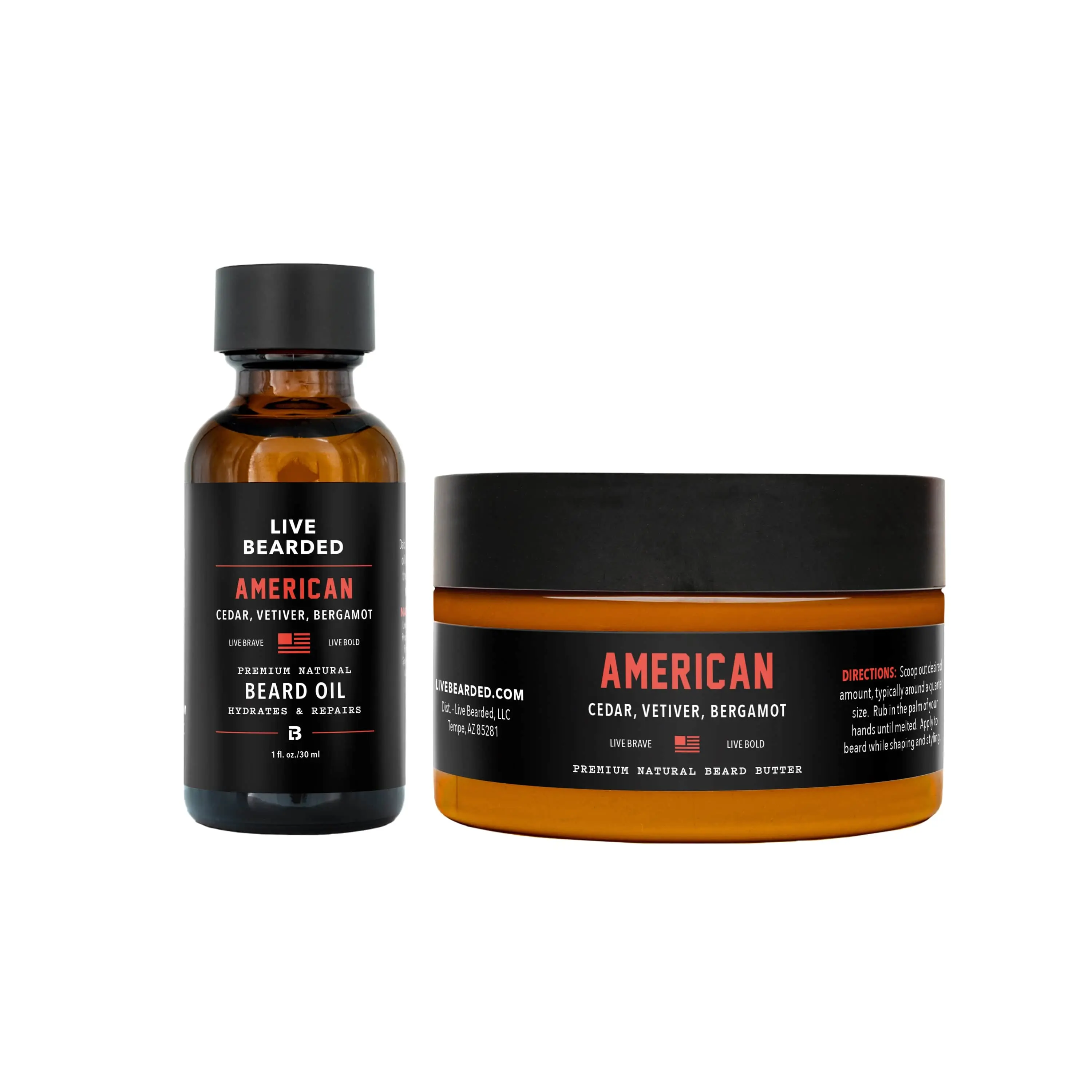 Live Bearded Essentials Beard Kit - 2-Piece Grooming Set with Premium Beard Oil and Conditioning Beard Butter for Deep Hydration