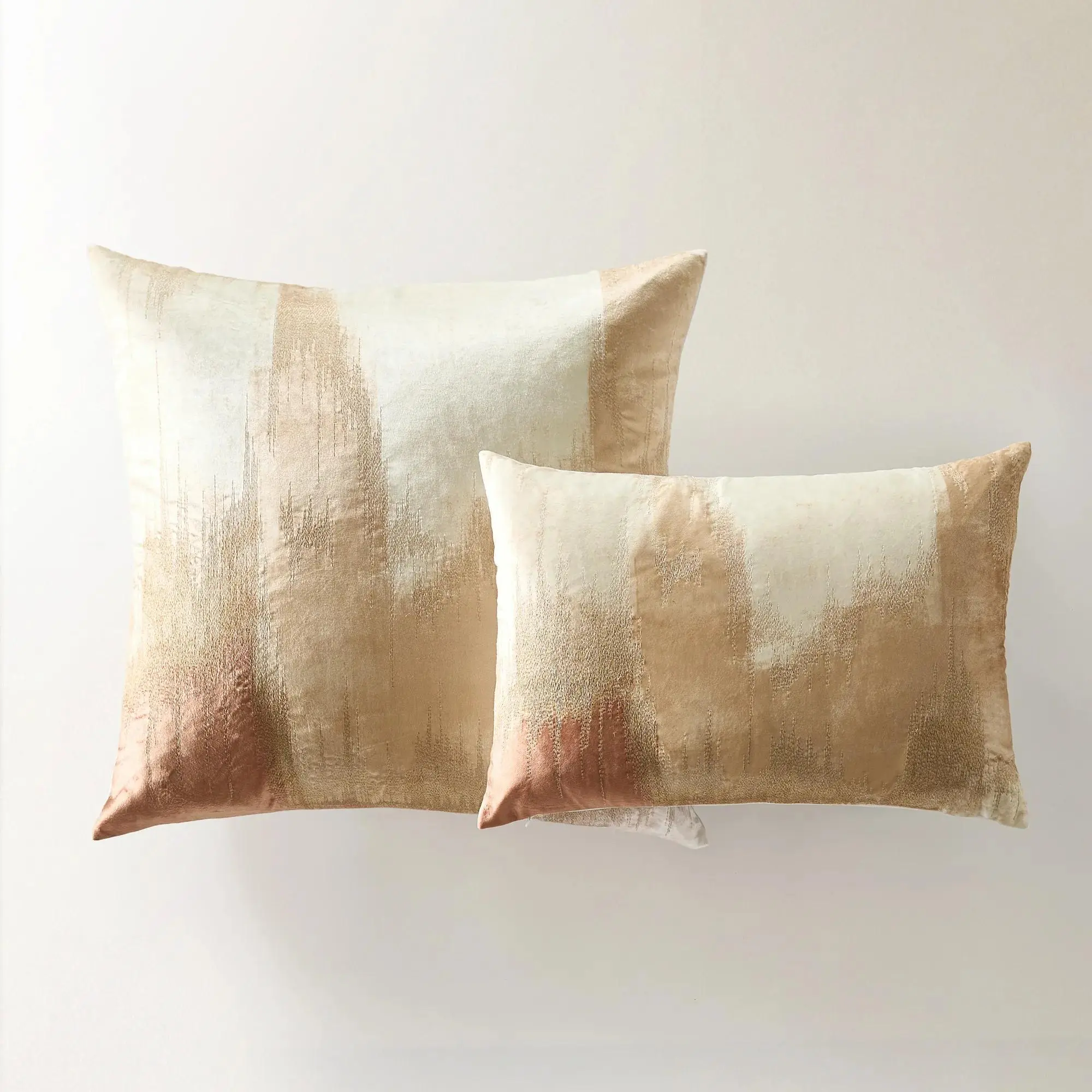 Z Gallerie Nya 24" Grey Embroidery-Inspired Standard Pillow, Home Decorative Accent Pillow, Embroidery-Inspired Standard Pillows Neutral Insert Lumbar Feather Down