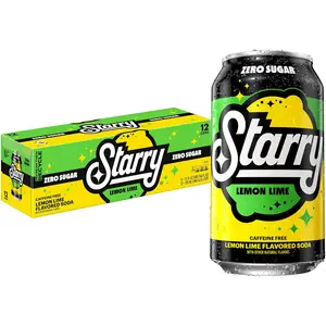Starry Zero Sugar Lemon Lime Soda, 12 Fl Oz Cans (Pack of 12) Beverage