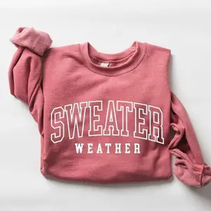 Women’s cozy sweater weather sweatshirt featuring a retro fall crewneck design, perfect for autumn days, layering, and staying warm in style - LORA ATCHER