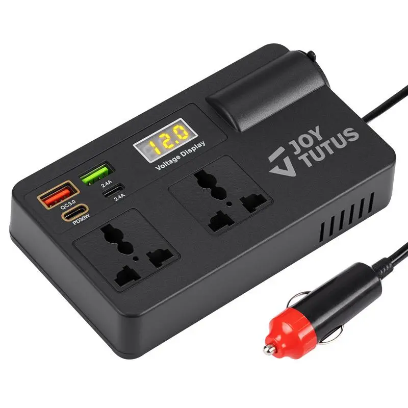 【Summer Survivals】JOYTUTUS 2026 Car Truck Inverter 12V-24V to 220V with Smart Chip QC3.0 Fast Charging for Laptops Tablets & Phones USB Ports Included Wireless Carplay Adapter