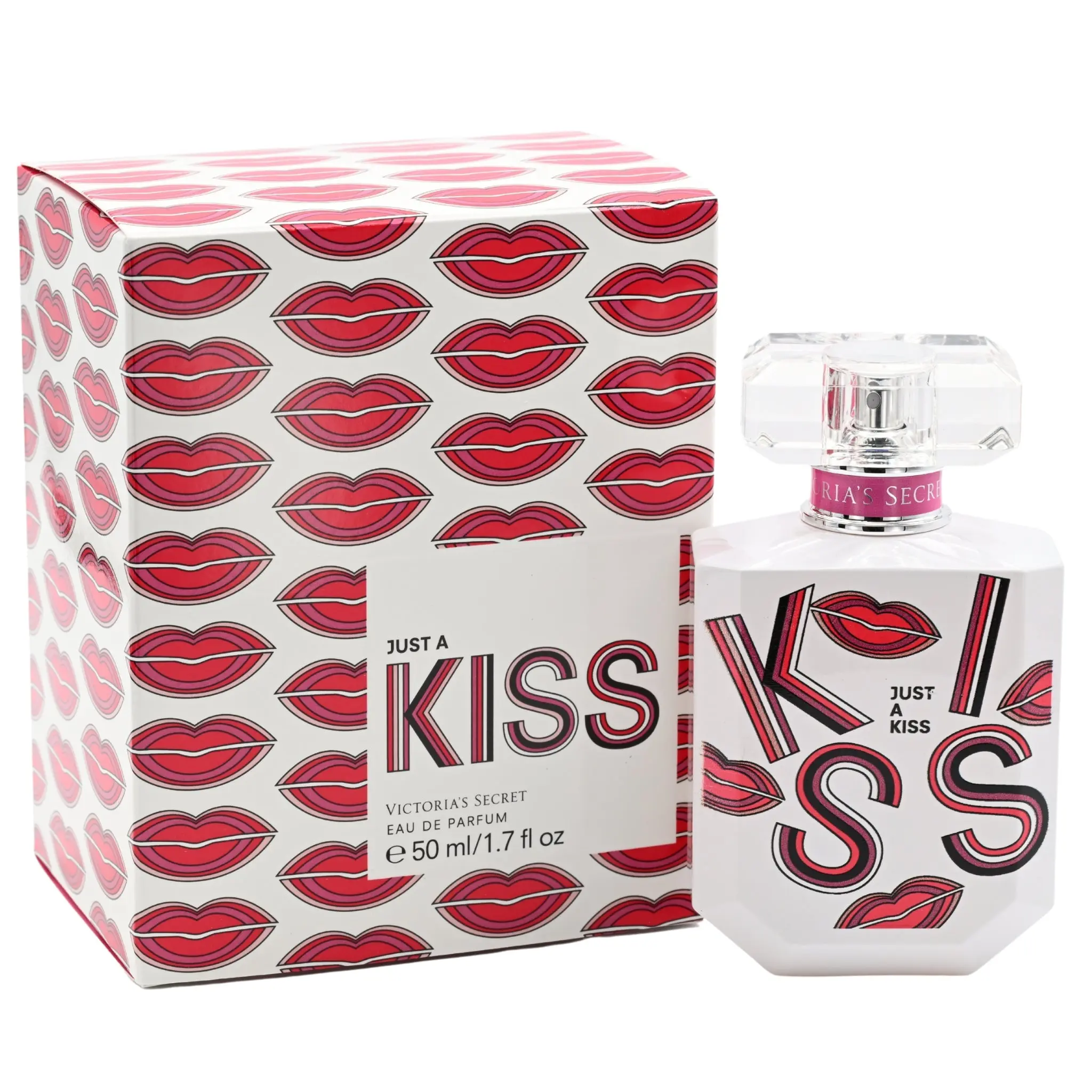 Victoria's Secret Just a Kiss Women's Eau de Parfum (1.7 fl oz, 1-1.9 fl oz Range) - Spicy Fruity Floral Signature Scent, Peony Base with Pink Pepper, Refreshing Spray, Rejuvenating Shower Scented Spray Women's Fragrance