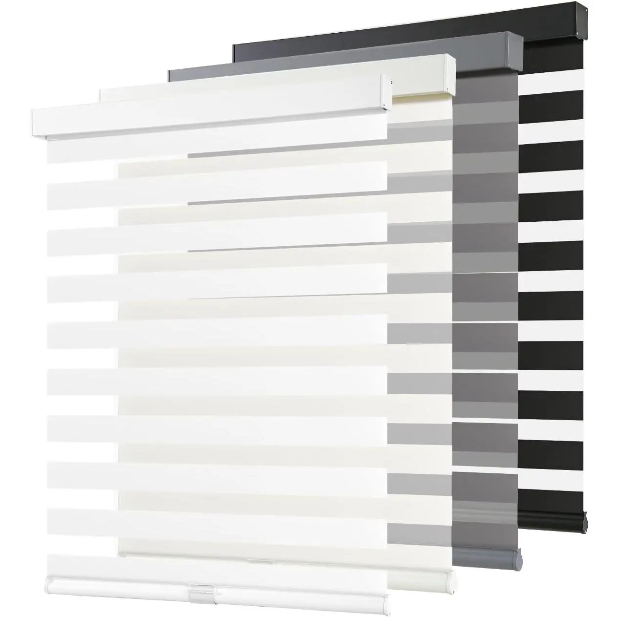 Dual-Layer Light Filtering Roller Blinds - Zebra Stripes Black and White Split Pattern, Privacy Focus, UV Protection, Eco-Friendly, Durable Aluminum Free-Stop Shades, Easy Install, 20x72 in for Home, Black And White Split Pattern Blinds