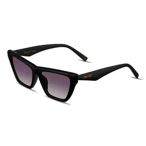 Velvet Eyewear Helen V766BK05 Cat Eye Sunglasses with Black Frame & Grey Fade Lenses 100% UV Protection