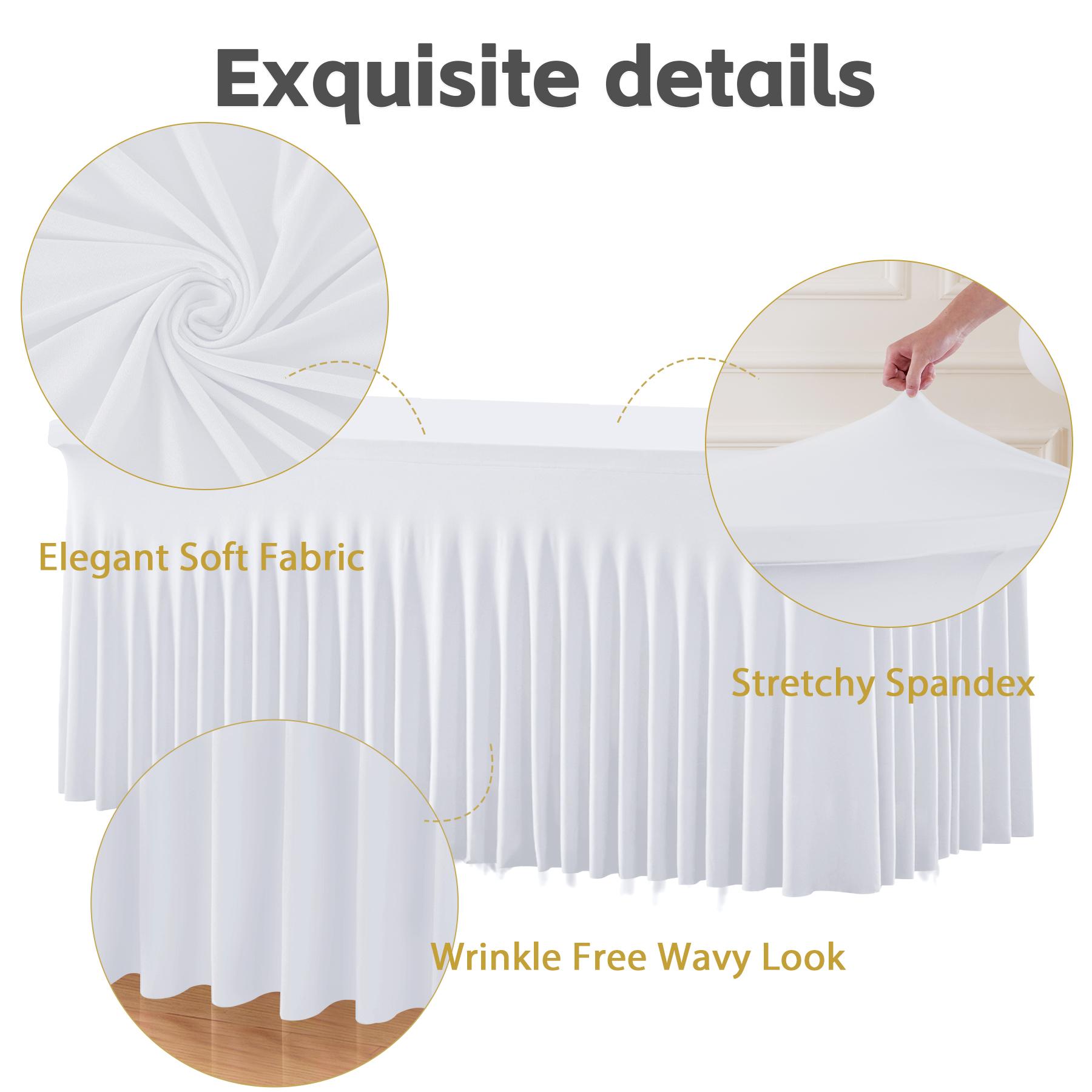 2-Pack Stretchy Wrinkle-Free Spandex Christmas Tablecloths, European Holiday Party Decor, Fits 4/6/8FT Rectangle Tables, Ideal for Weddings & Banquets