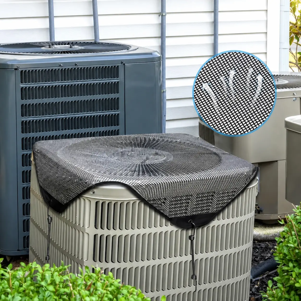 Air Conditioner Cover outside, Waterproof Mesh Air Conditioner Cover, Heavy Duty Central Mesh Net AC Condenser Cover, Durable Heat Pump Outdoor Unit Top Shield Cover