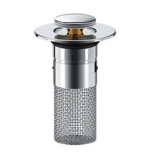Bathroom Sink Stopper Strainer, Pop-up Sink Drain Strainer with Removable Stainless Steel Filter Basket Hair Catcher for Most Bathroom Sink Stopper Replacement