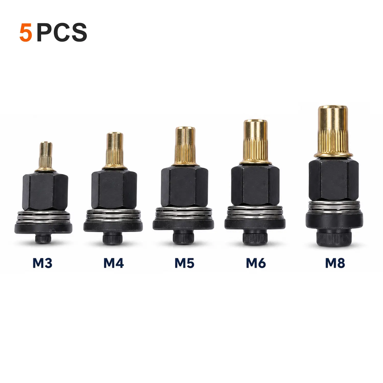 5PCS M3 M4 M5 M6 M8 Rivet Nuts Kit, Threaded Insert Nuts, Metal Blind Rivnuts Fasteners, Durable Repair Hardware for Automotive, Machinery and DIY Applications