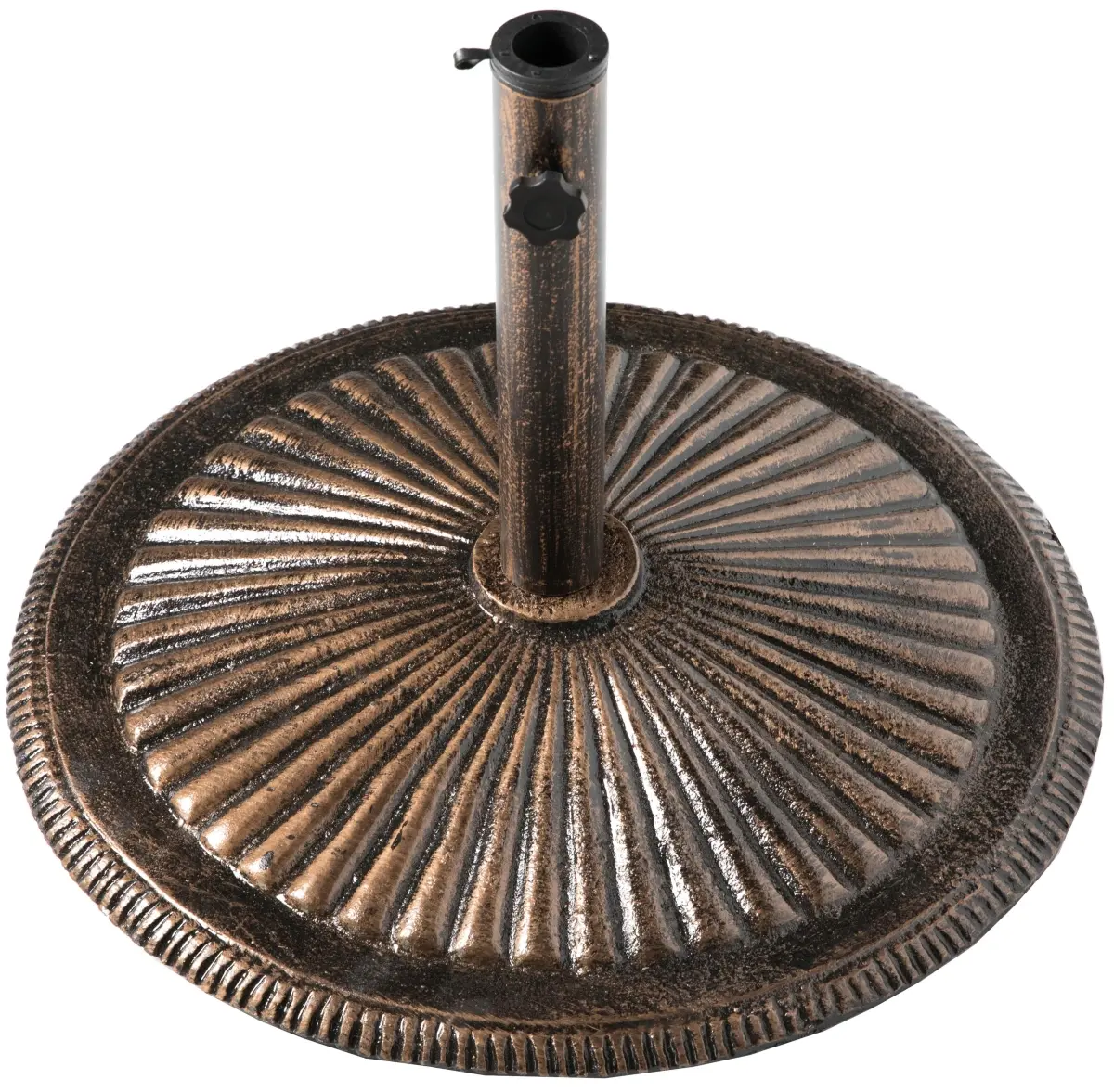 Gardenised QI003818 Outdoor Antique Cast Iron Umbrella base Holder, 49 lbs Bronze Large