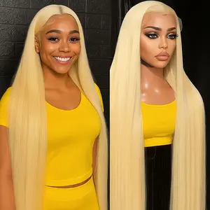 613 13x6 Lace Front Wig Human Hair Straight Blonde Wig Human Hair 613 HD Transparent Lace Frontal Wigs Pre Plucked with Baby Hair 180% Density Glueless Blonde Wigs for Women 28inch