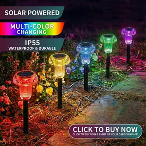 ROOMART Solar Garden Pathway Lights, IP55 Waterproof Multi-Color Outdoor Decor, Suitable for Yard, Garage, Porch, Pool, Garden, Patio, Valentine's Day Gift, solarlights
