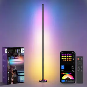 APPECK RGBW Smart Led Floor Lamp, 60 Inch Modern Corner Lamp, 110+ Scenes, 16 Million DIY Colors, Music Sync, for Bedroom, Living Room, Gaming Space, BLT/Wi-Fi/App/Voice/Remote Control