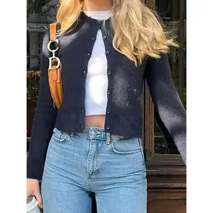 Women's Plain Button Front Cardigan, Casual Long Sleeve Cardigan for Fall & Winter, Women's Knit Clothing for Daily Wear??gift??Gift