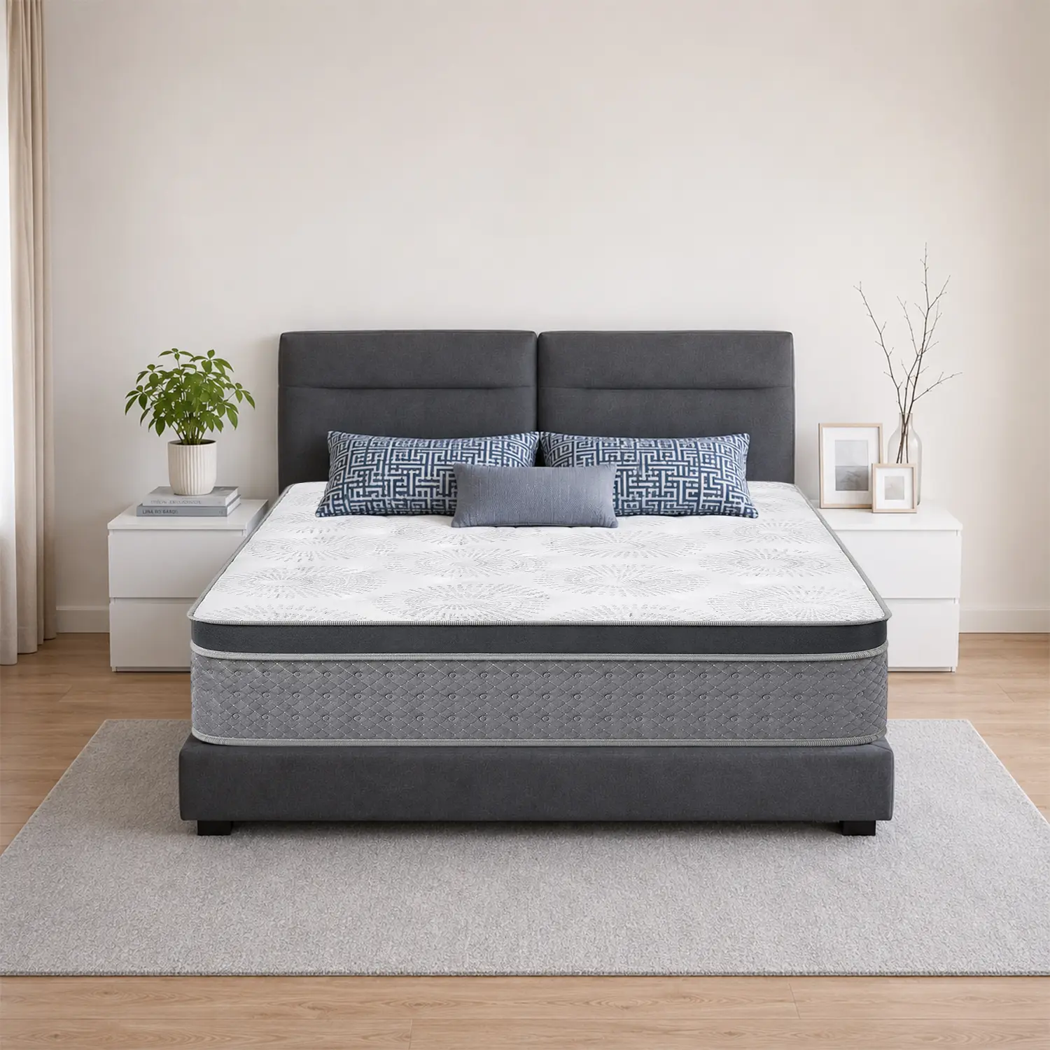 DIGWAC Twin/Full/Queen/King memory foam hybrid pocket coil mattress, boxed size, box top