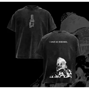 Vinland Saga Anime Double Printed Vintage Washed Tee Unisex Oversize Heavyweight Cotton T-shirt for Anime Fans and Lovers