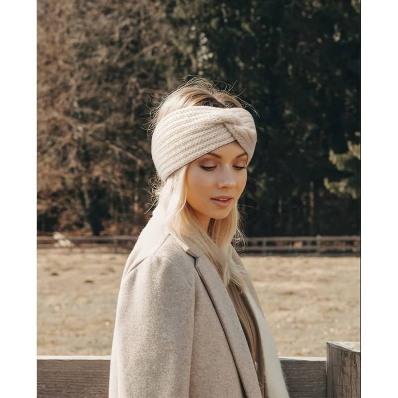 Cubidupi Triple KnotWarmth Ribbed Knit Headband Set-3pcs (Classic Neutrals:Beige/Brown/Black) SpringStatements