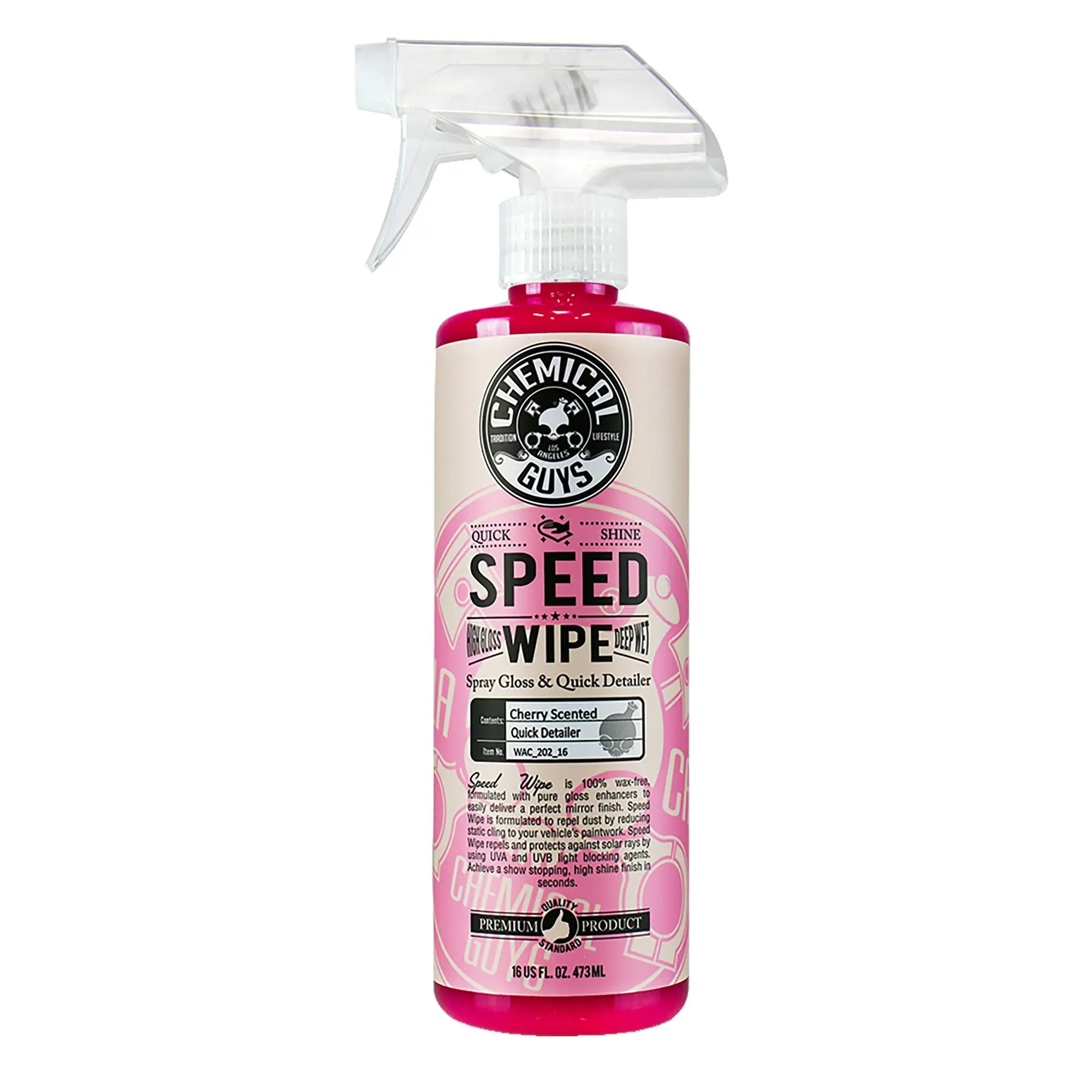 Chemical Guys Speed Wipe Quick Detailer Liquid Surface Cleaner - High Shine Spray for Cars, Motorcycles - Removes Dirt, Dust, Reduces Static Cling, Adds UV Protection for Paint, Chrome, Trim