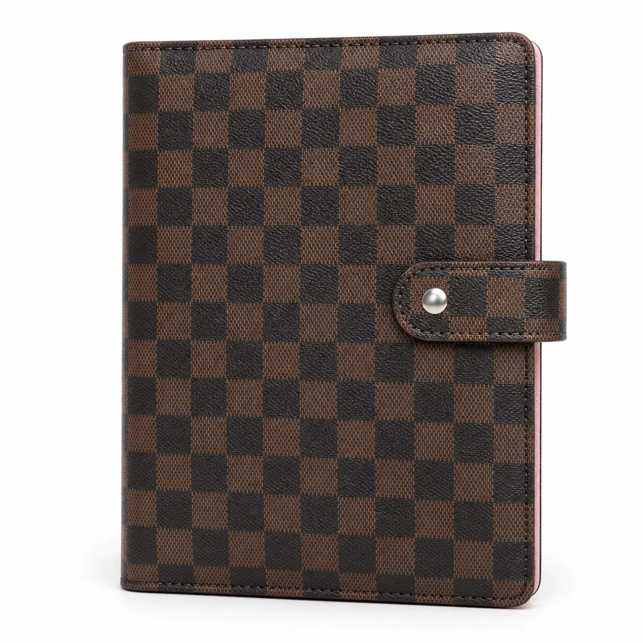 PU Leather A5 6-Ring Refillable Loose Leaf Planner Binder, Checkered Notebook Cover with 160 Daily To-Do List Pages, Office Agenda Organizer for School Work