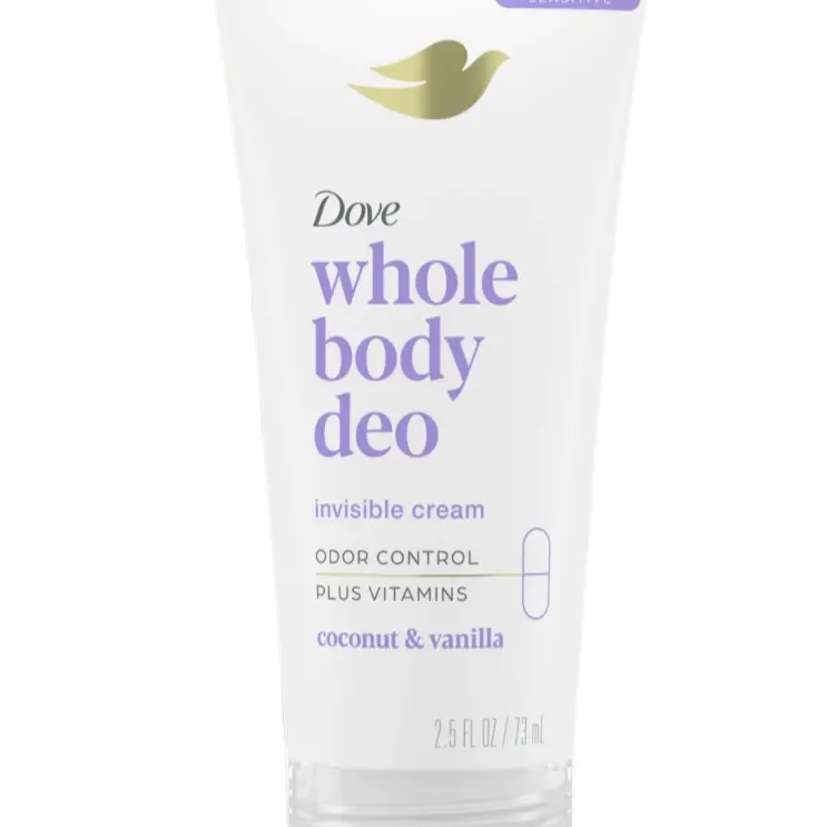 Dove Whole Body Deo Deodorant Cream 2.5 oz - Odor Control with Coconut & Vanilla, Aluminum Free, Comfort Formula - Cosmetic