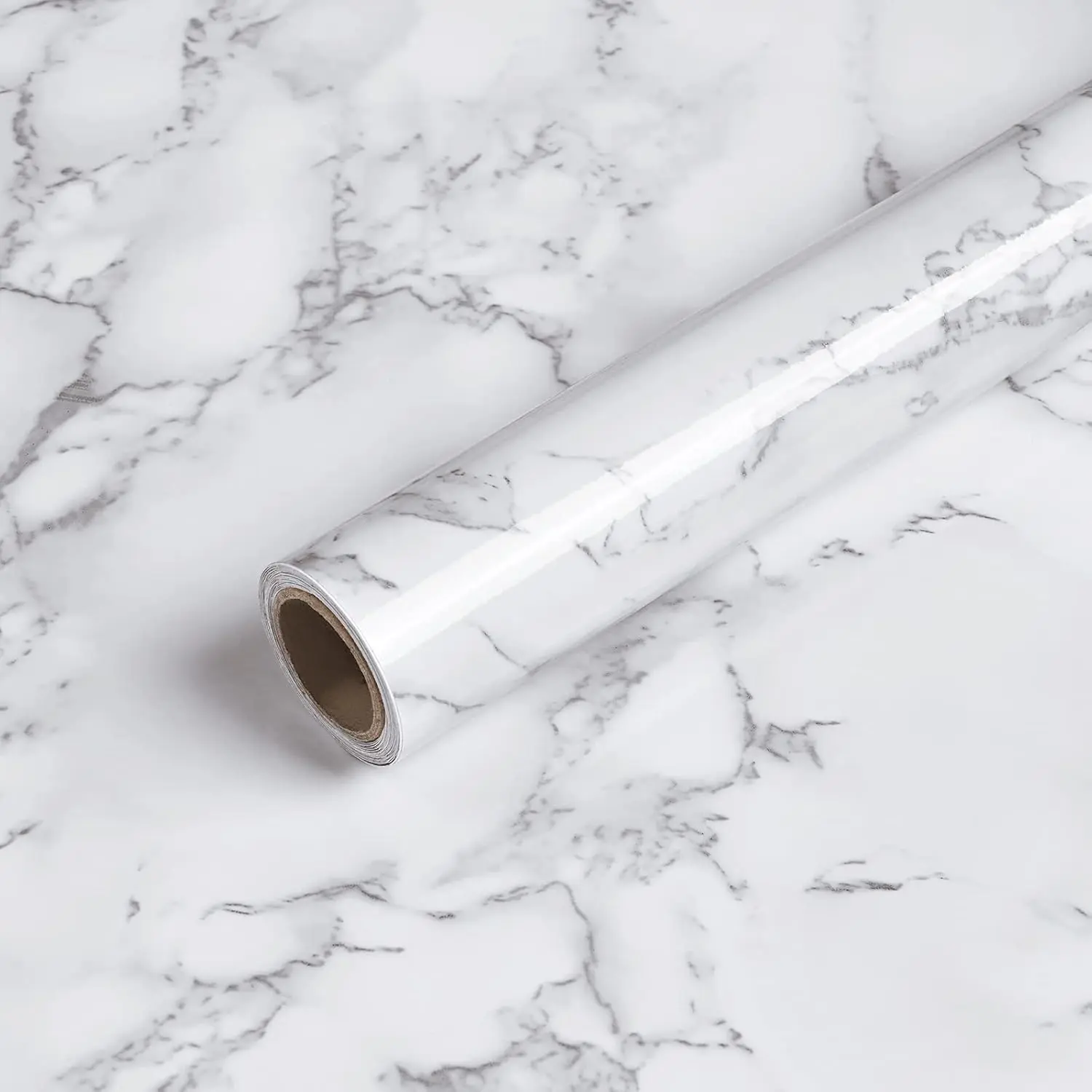 Glossy Marble Peel & Stick Contact Paper - 15.7"x118" Neutral Quick Adhesive, Contact Paper Countertop, Peel and Stick Wallpaper for Bathroom, Great for Smooth Countertops, Home Decor Supplies