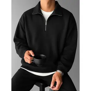 Men's Half-Zip Stand Collar Sweatshirt, Casual Fashion Pullover for Daily Wear, Simple Style Long Sleeve Top for Men