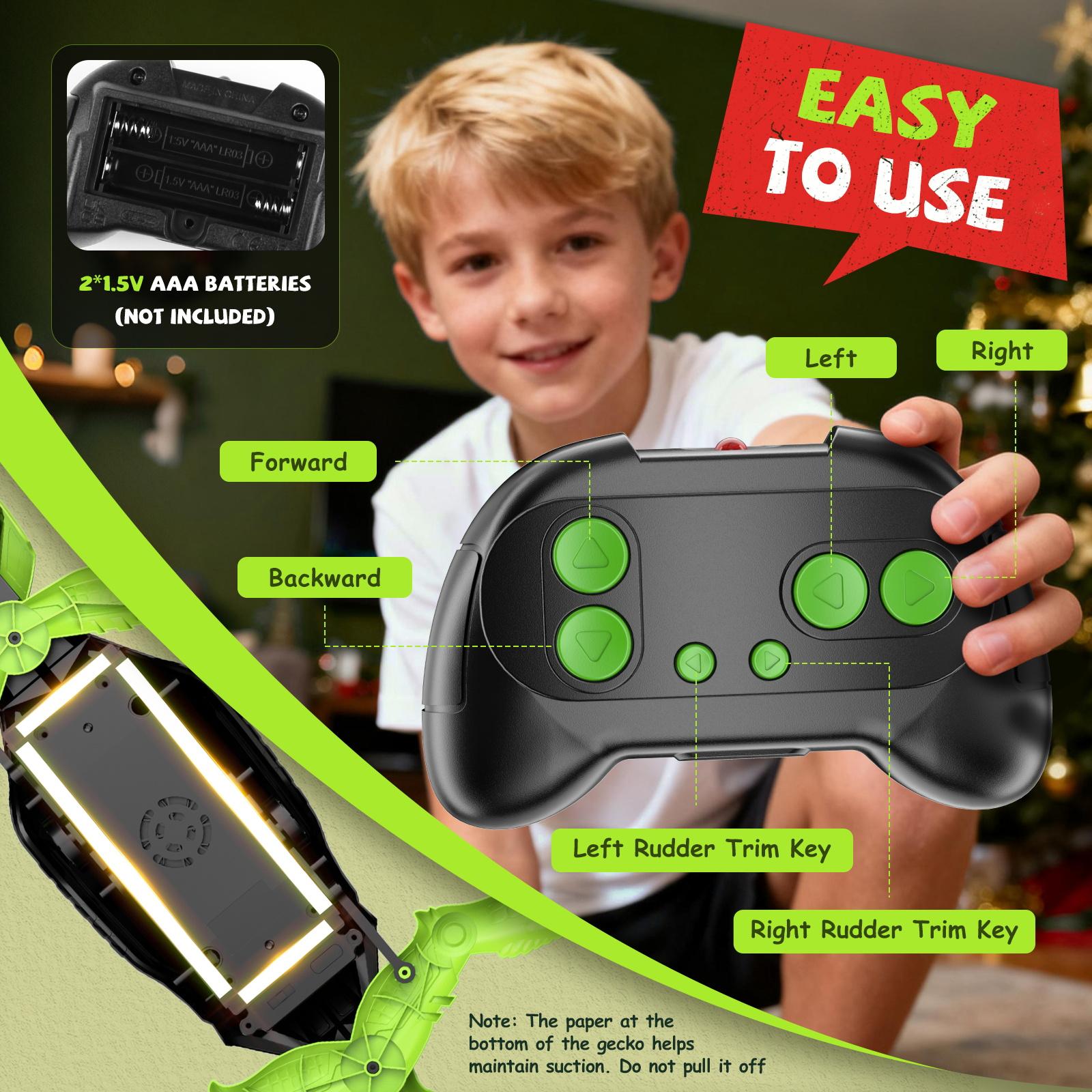 Wall Crawler Gecko Remote Control Toy Electric Lizard with LED Glowing Eyes 360° Spin Indoor Fun Gift Idea Party Toy Cool RC Chameleon Toy for Kids Electronic Christmas