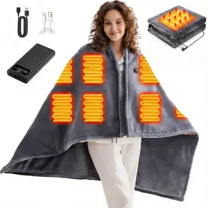 Portable USB Heated Blanket Shawl: 63"x33.5" Wearable Electric Throw with 15s Fast Heating, 3-Temp levels & Machine Washable Soft Fleece for Office, Spring Camping & Travel - Mother’s Day & Birthday Gift