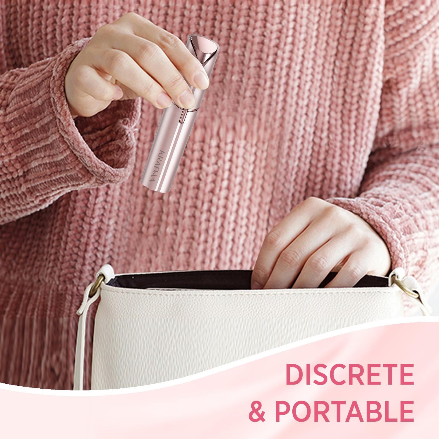 KRADAA Facial Hair Remover for Women Electric Rechargeable Trimmer with LED Light Painless Razor for Chin Upper Lip Peach Fuzz Gentle on Sensitive Skin