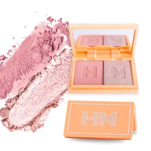 Blush + Brighten Highlighter Duo | Lightweight Mineral Blush Shimmer Glow Powder Palette