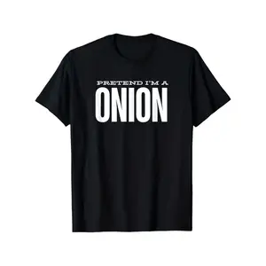 Men's & Women's Funny "Pretend I'm A Onion" Graphic T-Shirt - 100% Cotton Soft Breathable Crew Neck Tee with Bold White Lettering, Sizes S-XXXL, Lightweight & Machine Washable - Funny Costume Party Shirt for Halloween, Casual Wear & Gifts (Unisex Fit) - R