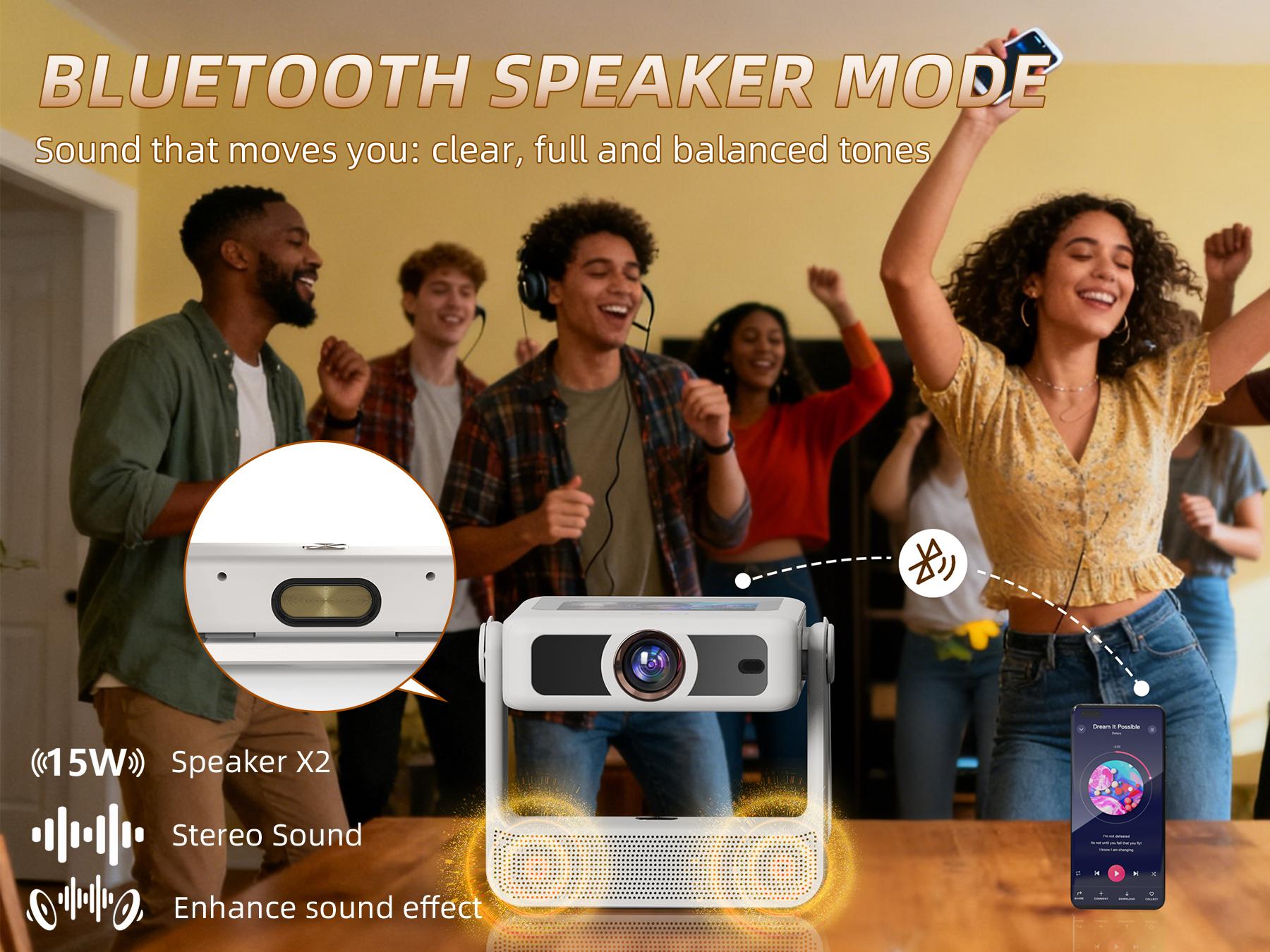 Touch Screen Portable Projector [Auto Focus/350 ANSI/Native 1080P/Support 4K] A5PRO Smart Movie Projector with Touchpad, Wifi 6, Bluetooth, 180° Stand, 300 ''Display, for Outdoor/Indoor/Gaming