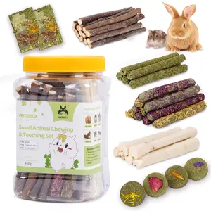 Natural Timothy Hay Rabbit Chews, Treats, Timothy Sticks, Apple Sticks, Sweet Bamboo for Guinea Pig, Hamster, Chinchilla, Rat, Small Animals