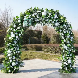 8.53*8.53ft Foam Base Backing Artificial White Flower Arch Wedding Backdrop with Stand