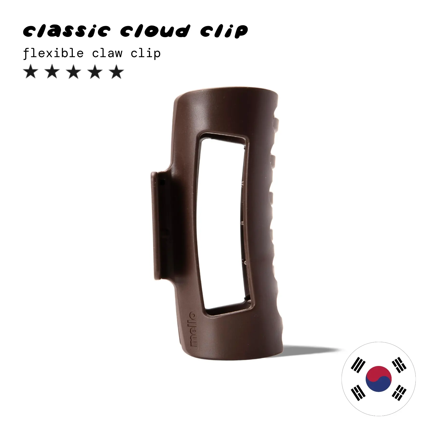 Mello Classic Flexible Claw Clip - Made in Korea, Hair Clip for All Hair, 4 inch, Strong Durable Hold, Matte Non-Slip Finish