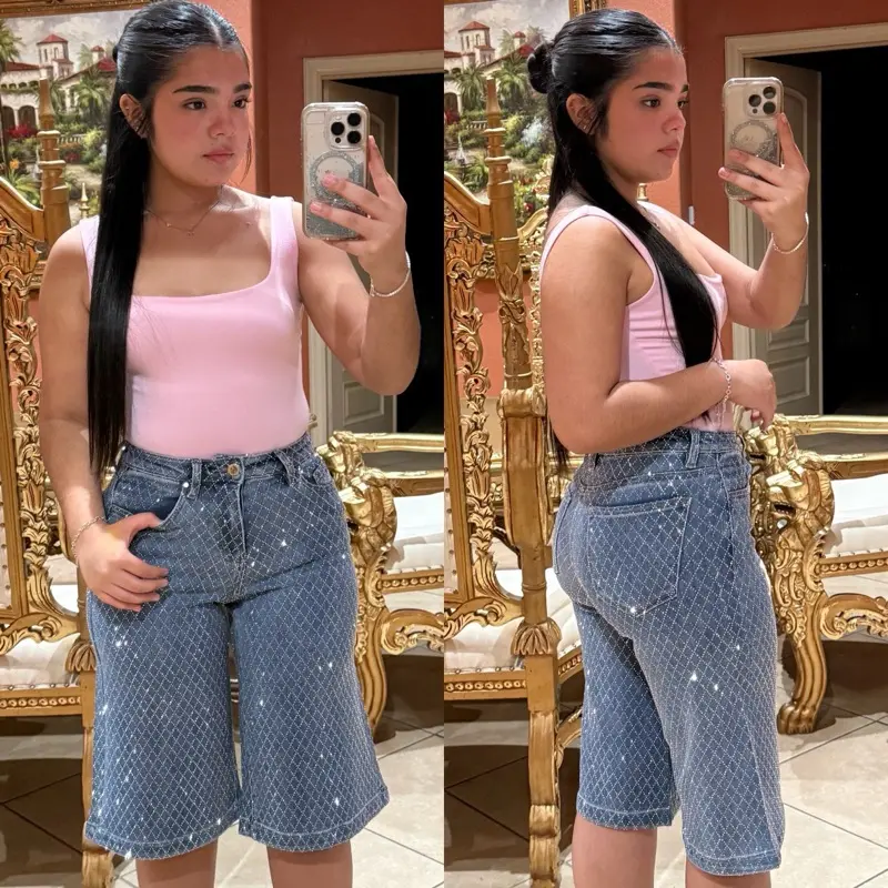 Zayra Rhinestone Bermuda Shorts