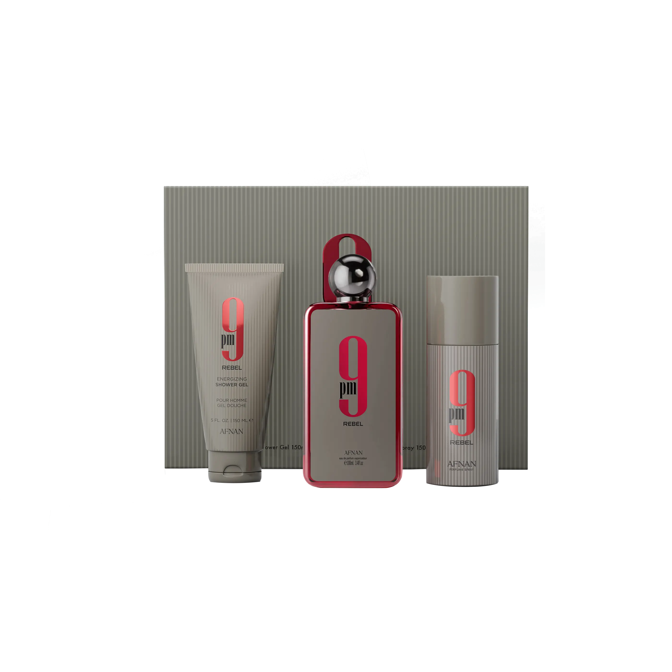 Afnan 9 PM Rebel Unisex Perfume Gift Set – Eau de Parfum, Deodorant & Shower Gel, 100ml (3.4 oz)