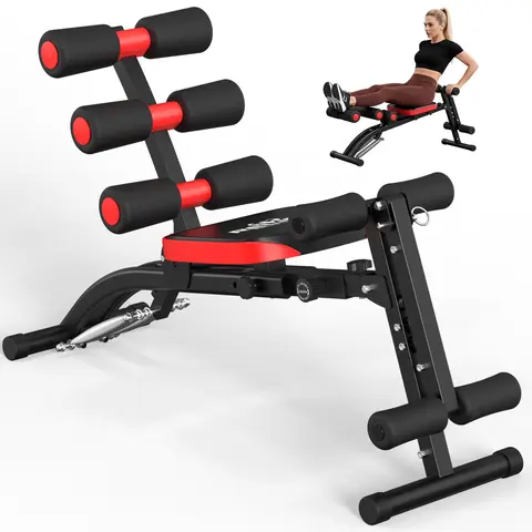 RELIFE 6-in-1 Compact Foldable Weight Bench - Compact Size, 330LBS Capacity, 4 Adjustable Levels, Height-Adaptable Ergonomic Design Exercise Equipment for Core, Full Body Workout, Home Gym Use
