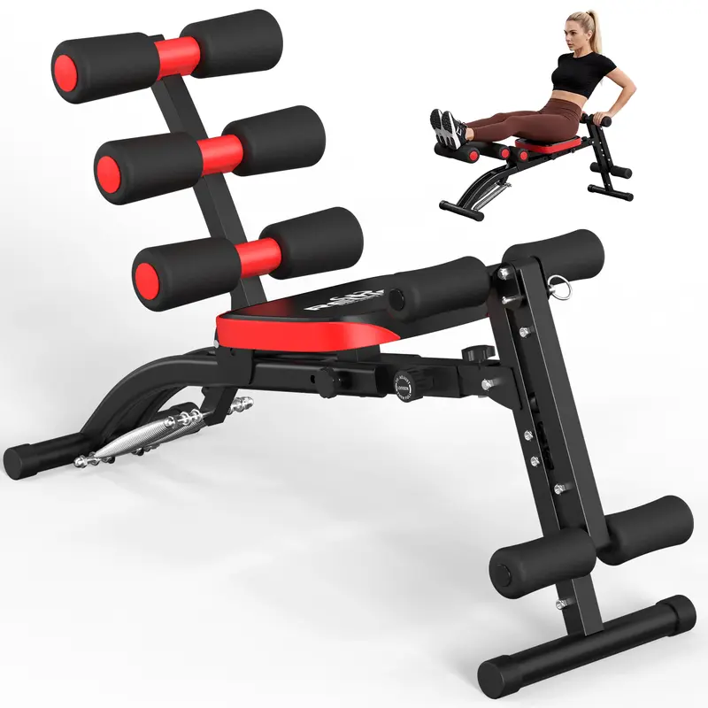 RELIFE 6-in-1 Compact Foldable Weight Bench - Compact Size, 330LBS Capacity, 4 Adjustable Levels, Height-Adaptable Ergonomic Design Exercise Equipment for Core, Full Body Workout, Home Gym Use
