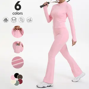 New Women's Sports Breathable Yoga Suit Set, Leisure Comfort Quick-Drying Long-Sleeved Jacket with Zipper, High-Quality Slim-Fit Pants and Top Set, Suitable for Yoga, Gym Training, Running and Daily Wear, Available in Multiple Colors