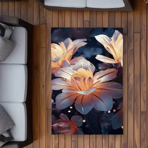 MWW C1ROAR3590PN88 3 x 5 ft. Pixie Flowers Black Outdoor Rectangle Area Rug - Stylish Home Decor