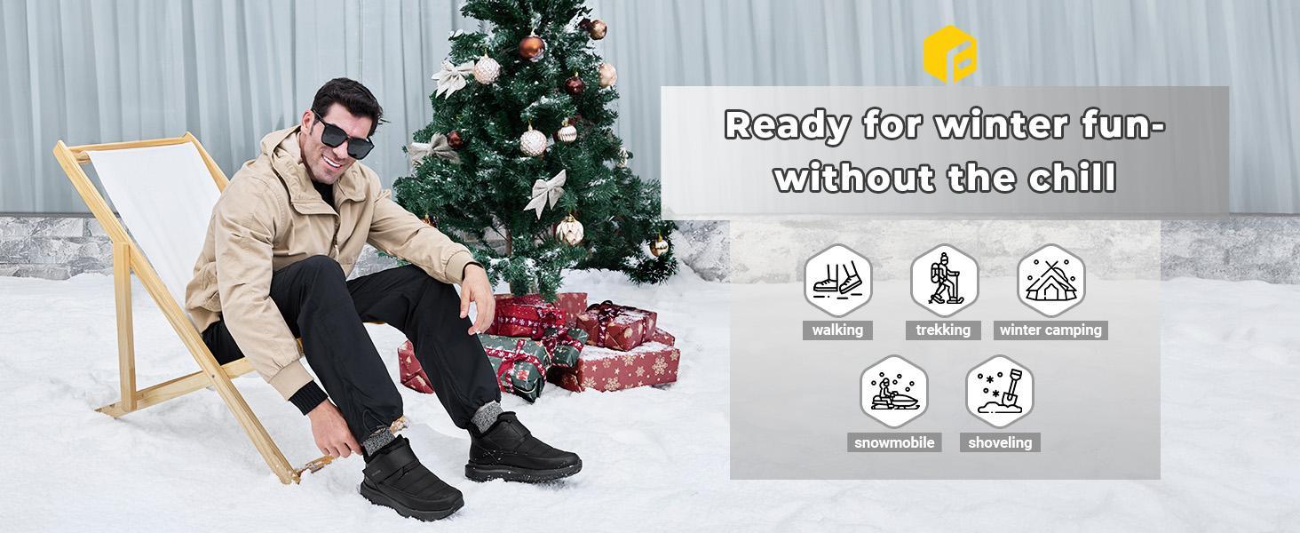 FitVille Men's Extra Wide Snow Boots Winter Shoes with Fur Lining Waterproof Heat Lock Technology for Outdoor Comfort & Traction