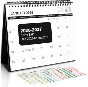 Desk Calendar 2026 18 Months Small Desk Calendar 2026-2027 Jan 2026 to Jun 2027 10" x 8" Desktop Calendar Planner with Stickers