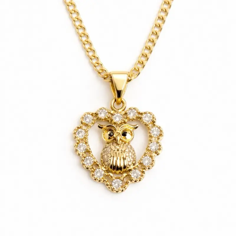 Owl pendant with a Cuban chain 3 mm wide 20 inches long