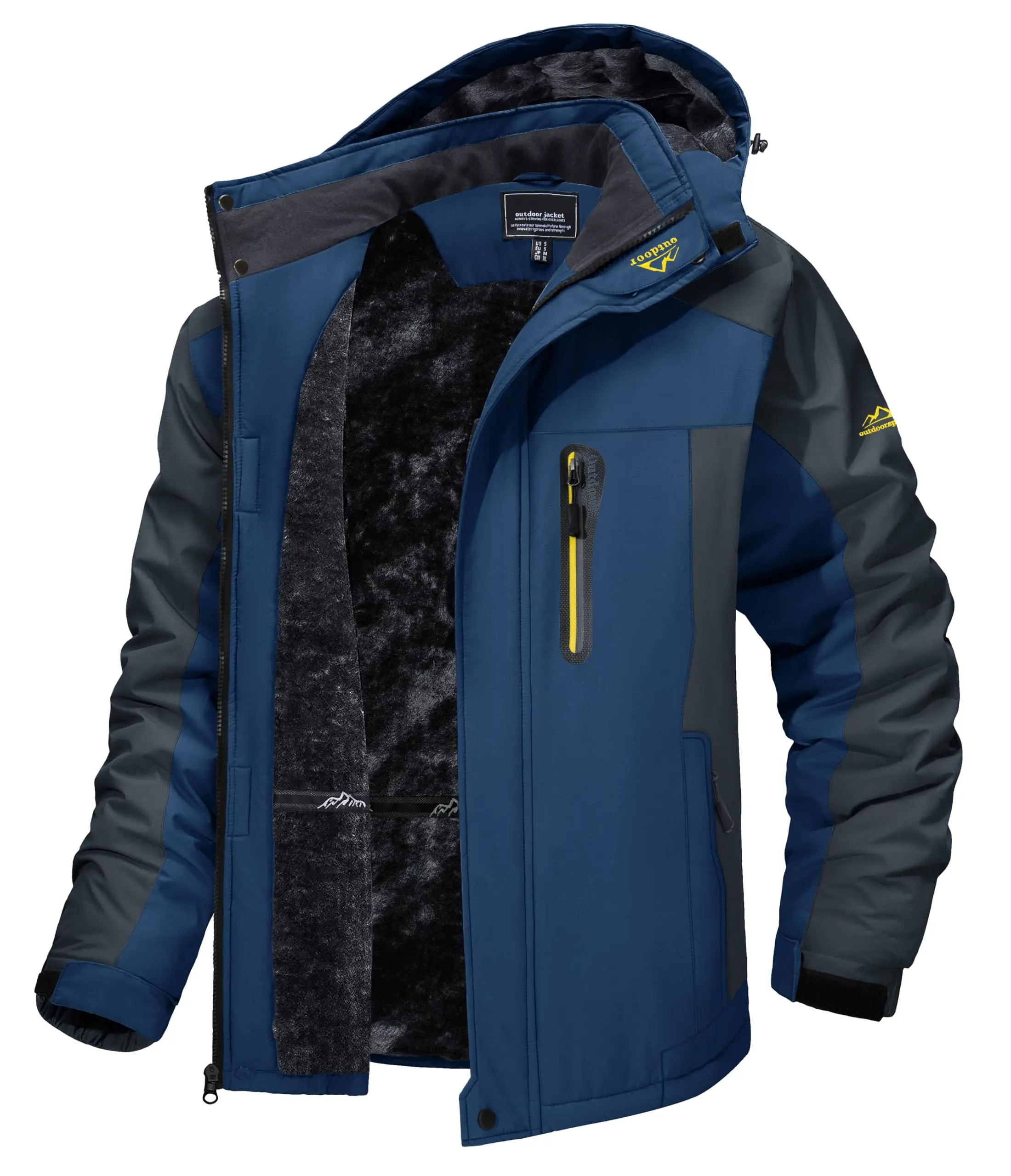 Men's Winter Ski Jacket Waterproof Snow Coats Snowboard Fleece Lining Jacket Warm Parka with Hooded